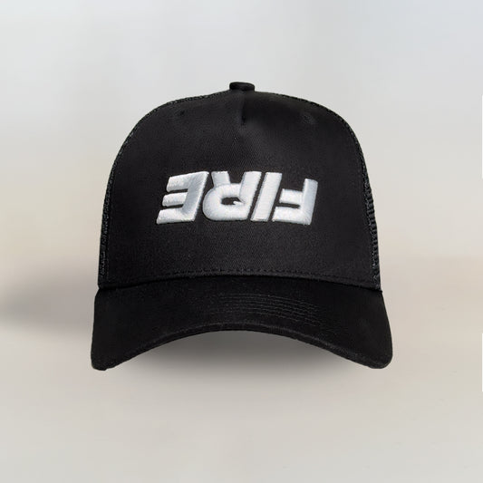 FIRE Black Hat / Upside Down White FIRE Logo