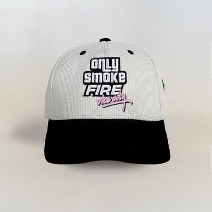 FIRE OSF Vice City Logo White Cordouroy Hat / Black Brim