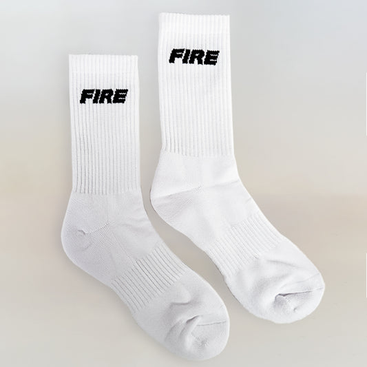 FIRE White Socks / Black Logo