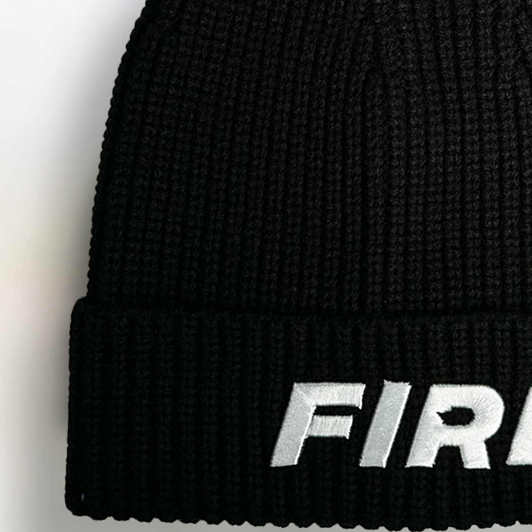 FIRE Black Beanie / White Logo