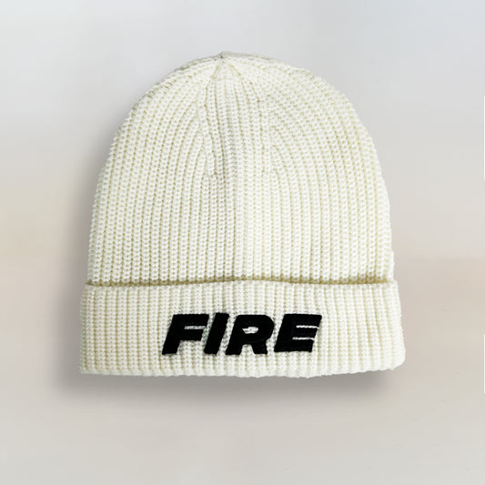 FIRE White Beanie / Black Logo