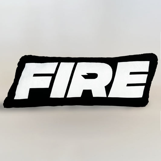 FIRE Black Plush Pillow / White FIRE Logo