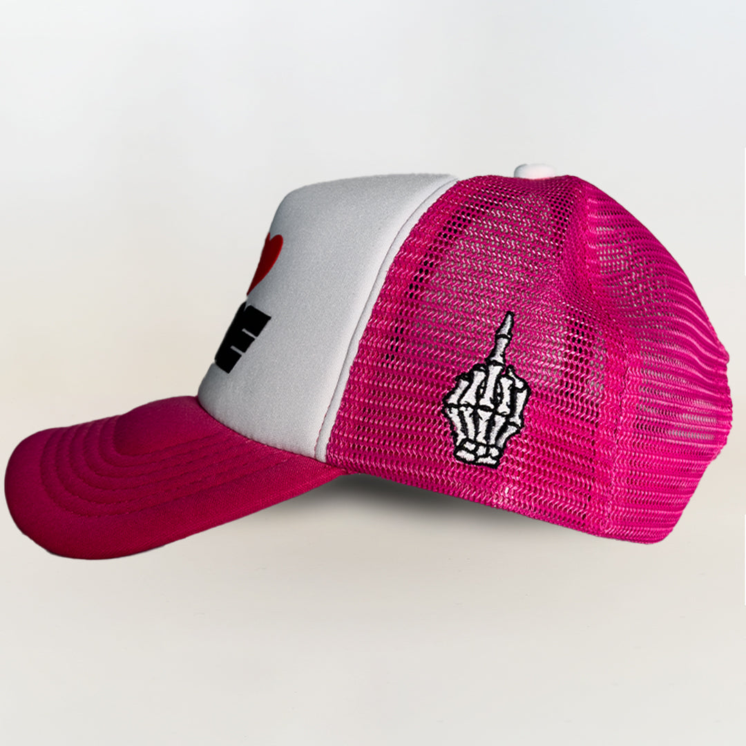 I <3 FIRE Pink and White Trucker Hat