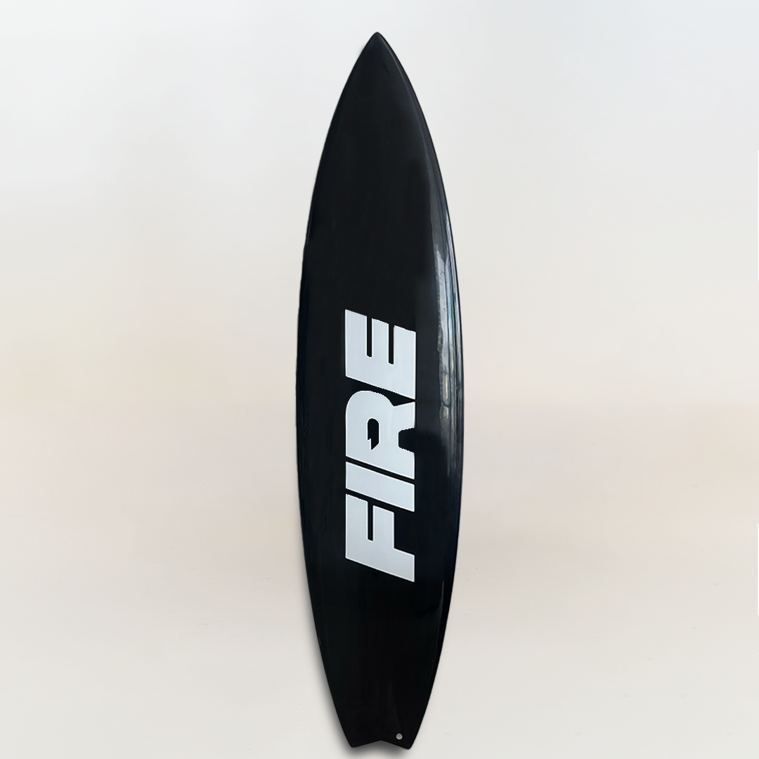 FIRE Black Surfboard / White FIRE Logo